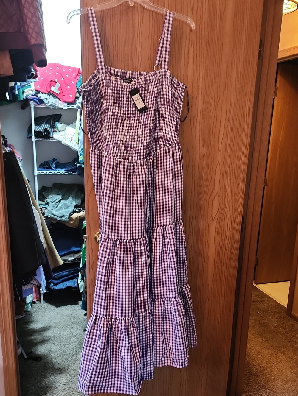 City Chic Purple Gingham Tiered Maxi Dress